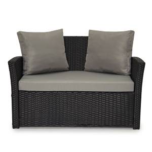 Rattan Sitzgruppe ROMA Schwarz - Kunststoff - Polyrattan - 70 x 76 x 120 cm