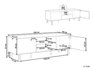 TV-Möbel CLAREMONT Schwarz - Braun - Holzwerkstoff - 160 x 51 x 40 cm