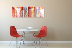 Bild handgemalt Fließende Geborgenheit Rot - Massivholz - Textil - 150 x 50 x 4 cm