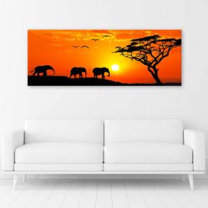 Bilder Elefanten Afrika Sonnenuntergang 120 x 40 cm