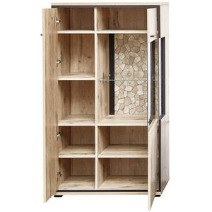 Vitrine Robin 2 mit LED Braun - Holzwerkstoff - 80 x 144 x 40 cm