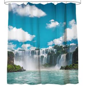 Duschvorhang Wasserfall 180 x 200 cm Blau - Textil - 180 x 200 x 200 cm
