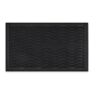 Paillasson caoutchouc motifs vagues Noir - Matière plastique - 75 x 1 x 45 cm