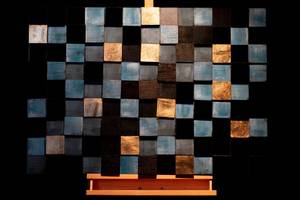 Tableau en bois Gleaming Sea Bleu - Matière plastique - En partie en bois massif - 100 x 70 x 5 cm