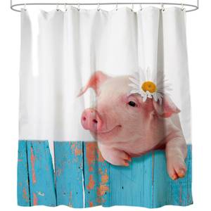 Duschvorhang Schwein 180 x 200 cm Türkis - Textil - 180 x 200 x 200 cm