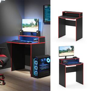 Bureau ordinateur Kron noir/rouge court 70 x 60 cm