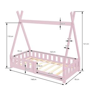 Kinderbett Tipi 140x70cm Rosa Pink - Rosé