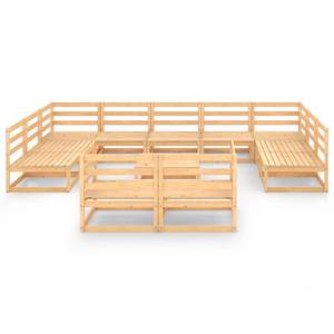 Gartenmöbel-Set (12-teilig) 3009766-2 Braun - Massivholz - Holzart/Dekor - 70 x 30 x 70 cm