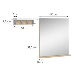 Badezimmerspiegel Henri 40821 Braun - Weiß - Glas - 50 x 52 x 8 cm