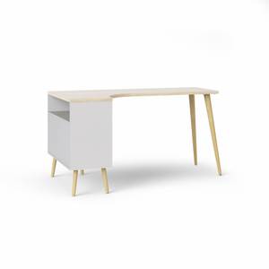 Schreibtisch Napoli Braun - Weiß - Holz teilmassiv - 145 x 76 x 81 cm