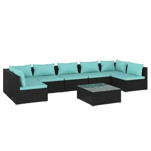 Garten-Lounge-Set (8-teilig) 3013633-4 Schwarz - Blau - Metall - Polyrattan - 70 x 60 x 70 cm