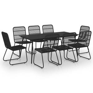 Garten-Essgruppe (9-teilig) 3060248 Schwarz - Kunststoff - Polyrattan - 90 x 74 x 190 cm