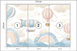 Papier Peint BALLONS Nuages Arc-en-ciel 315 x 210 x 210 cm