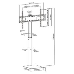 TV-Standfuß LUMLDT03-17FLN Schwarz - Metall - 66 x 138 x 40 cm