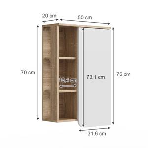 Badschrank Karen 40736 Braun - Weiß - Holzwerkstoff - 50 x 75 x 20 cm