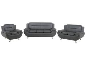 Set de canapés LEIRA Gris - Argenté - Cuir synthétique - 201 x 88 x 86 cm