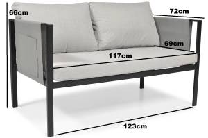 Loungeset IBIZA (4er Set) Schwarz - Metall - 123 x 66 x 72 cm