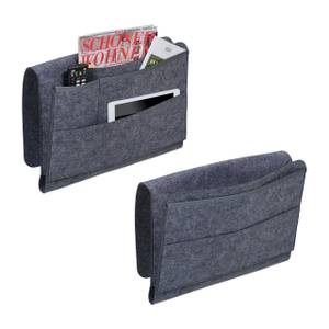 Betttasche mit 4 Fächern 2er Set Grau - Textil - 41 x 32 x 8 cm