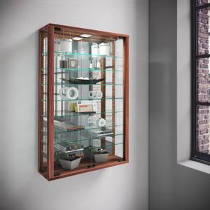 Wandvitrine Glasvitrine Vitrosa Spiegel Kastanienbraun - Walnuss Dekor - Holzwerkstoff