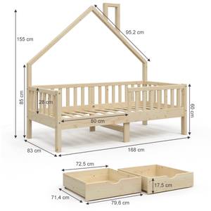 Lit cabane Noemi 80x160cm avec tiroir Bois