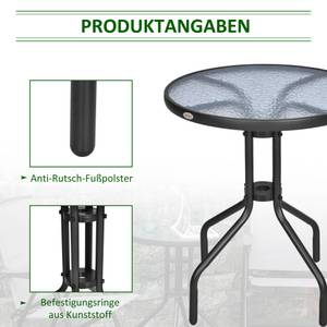 Gartentisch 84B-147 Schwarz - Metall - 60 x 70 x 60 cm