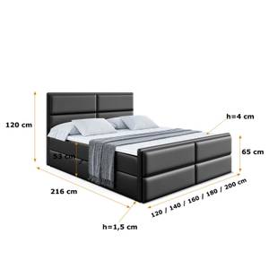 Boxspringbett GRATUN-Z Hochglanz Schwarz - Breite: 180 cm - H3