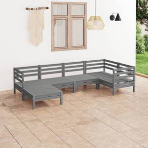 Ensemble de salon de jardin Gris - Bois massif - Bois/Imitation - 64 x 29 x 64 cm