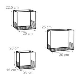 Gitter Wandregal im 3er Set Schwarz