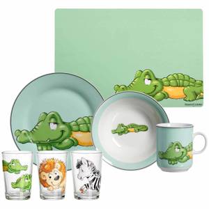 Kinder-Set Happy Zoo Krokodil 7-teilig Ton - Kunststoff - 1 x 1 x 1 cm