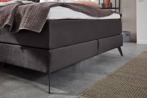 Boxspringbett SINDAR Bett Stoff Anthrazit - Schwarz - Breite: 182 cm - Schwarz