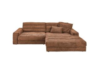 Ecksofa LANA Sofa Cord Recamiere Braun - Ecke davorstehend rechts