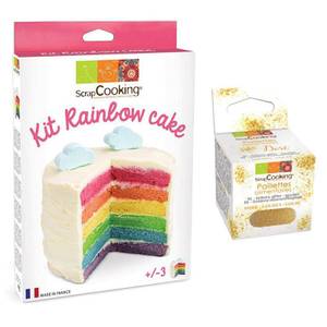 Kit rainbow cake + Goldene Kunststoff - 10 x 10 x 10 cm