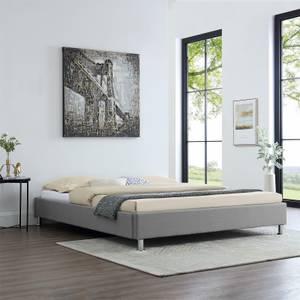 Lit 160x200 cm gris NIZZA 160x200 cm Gris - Textile - 172 x 30 x 216 cm