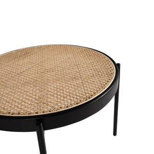 Runder Couchtisch aus Rattan und Schwarz Schwarz - Holzwerkstoff - Rattan - 66 x 40 x 66 cm