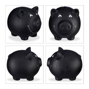 3 x Sparschwein zum Beschriften Schwarz - Keramik - 17 x 14 x 13 cm