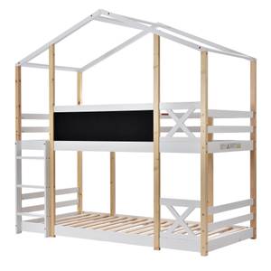 Lit cabane enfant M374 Blanc - Bois manufacturé - 140 x 205 x 207 cm