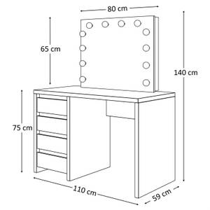 Schminktisch GLAMOUR ESCADO ELITE Weiß - Holzwerkstoff - 110 x 75 x 59 cm