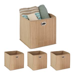 4x paniers de rangement en bambou haut Beige - Marron clair