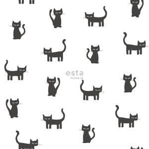 papier peint chatons 7232 Noir - Fibres naturelles - Textile - 53 x 1005 x 1005 cm