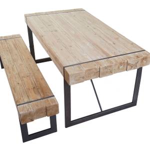 Esszimmergarnitur A15 (2-teilig) Braun - Holzwerkstoff - Metall - Holzart/Dekor - Holz teilmassiv - 200 x 80 x 90 cm