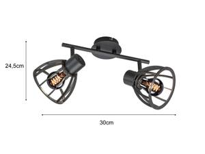 Deckenstrahler Holz Schwarz 2 flammig Schwarz - Holzwerkstoff - Metall - 30 x 25 x 14 cm