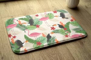 Badteppich Vögel Flamingos Grün - Textil - 75 x 45 x 75 cm