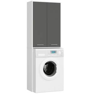 Waschmaschinenschrank FIN 180 2T Grau - Weiß