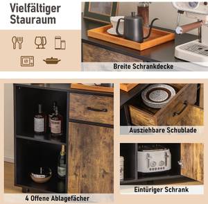 Sideboard Buffet Schrank Vintage Schwarz - Holzwerkstoff - 40 x 80 x 120 cm