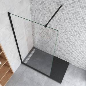 schwarze Duschwand Walk-In Schwarz - Glas - 80 x 200 x 1 cm