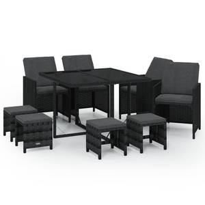 Garten-Essgruppe (9-teilig) 3095508 Schwarz - Kunststoff - Polyrattan - 107 x 74 x 109 cm