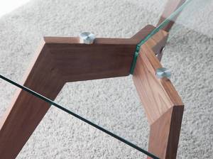 Rechteckiger Esstisch aus Glas Braun - Metall - Massivholz - Holzart/Dekor - 160 x 76 x 95 cm