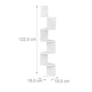 Étagère d’angle à 5 plateformes Blanc - Bois manufacturé - 20 x 123 x 20 cm