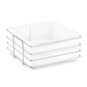 Corbeille à pain métal insert en tissu Argenté - Blanc