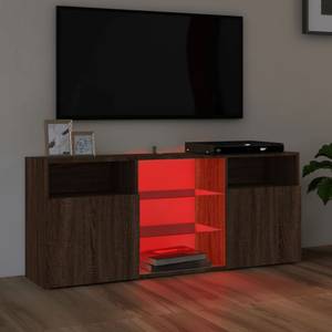 TV-Schrank mit LED-Leuchten D374 Eiche Schwarzbraun Dekor